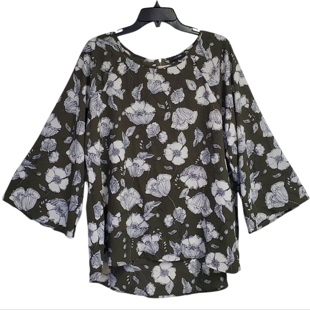 Papermoon Women's Floral Green Blouse Size XL